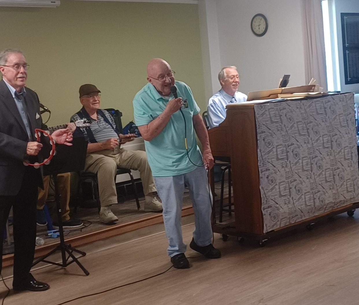 Monroe Center for Healthy Aging members (from left) John Falconer, Dennis Richardville, Harry Redford and Jon Moore sing “L is for the Way You Look at Me" at the center's recent Talent Show.