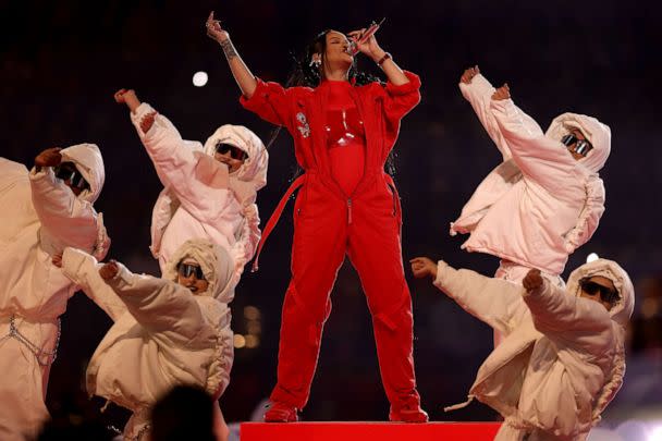 PHOTO: Rihanna performs during the halftime show of Super Bowl Feb. 12, 202, in Glendale, Ariz. (Gregory Shamus/Getty Images)