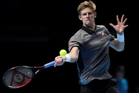 Tennis - ATP Finals - The O2, London, Britain - November 11, 2018 South Africa's Kevin Anderson in action during his group stage match against Austria's Dominic Thiem Action Images via Reuters/Tony O'Brien