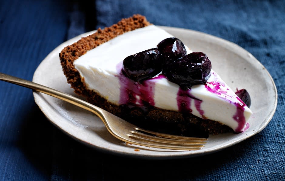 Yogurt Pie with Grape and Black-Pepper Compote