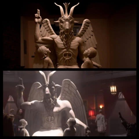 The Satanic Temple's statue compared to the film's