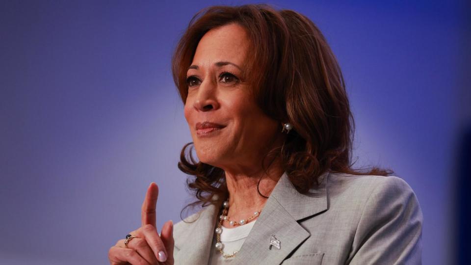 Vice President Kamala Harris speaks at the Prime Osborn Convention Center in Jacksonville, Florida on May 1, 2024.  (Photo by Joe Raedle/Getty Images) (Joe Raedle/Getty Images)