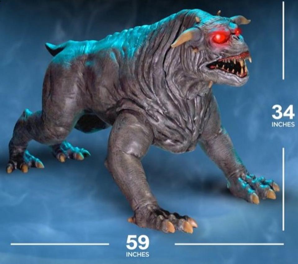 Spirit Halloween's Ghostbuster Terror Dog measurements.