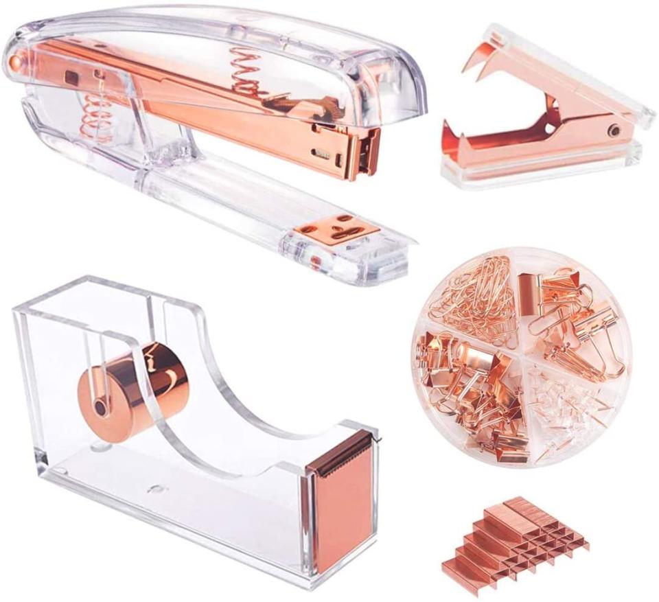 rose gold desk supplies set