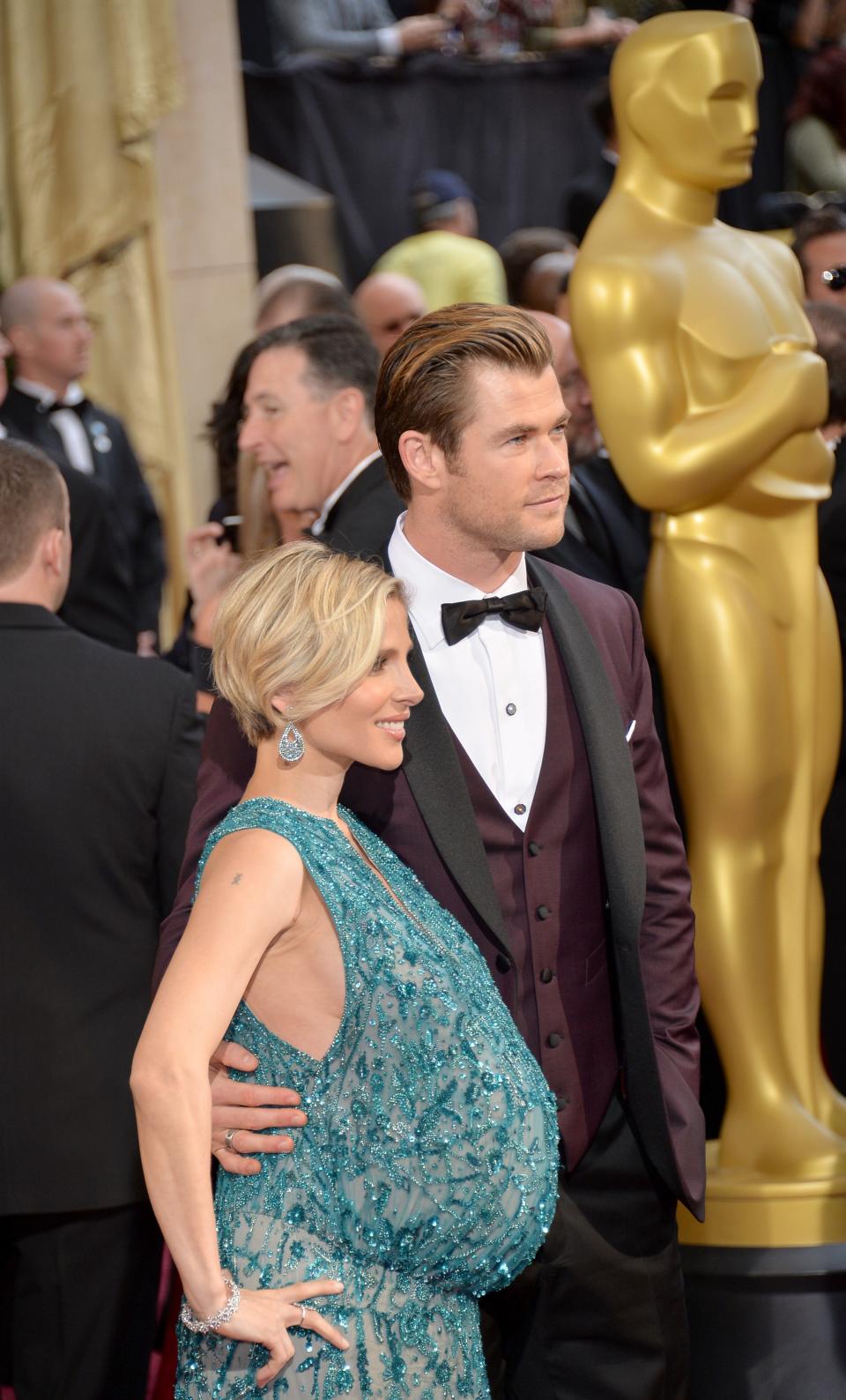 Pataky and Hemsworth arrive at the 86th Academy Awards in 2014.