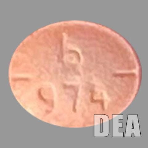 A counterfeit Adderall pill that U.S. Drug Enforcement agents seized.