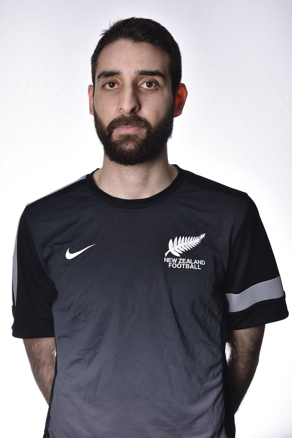In this July 5, 2015 photo, New Zealand futsal player Atta Elayyan poses for a portrait in Wellington, New Zealand. Elyayyan was a victim in the mass shootings at the Al Noor Mosque in Christchurch on Friday, March 15, 2019. (Marty Melville/Photosport via AP)