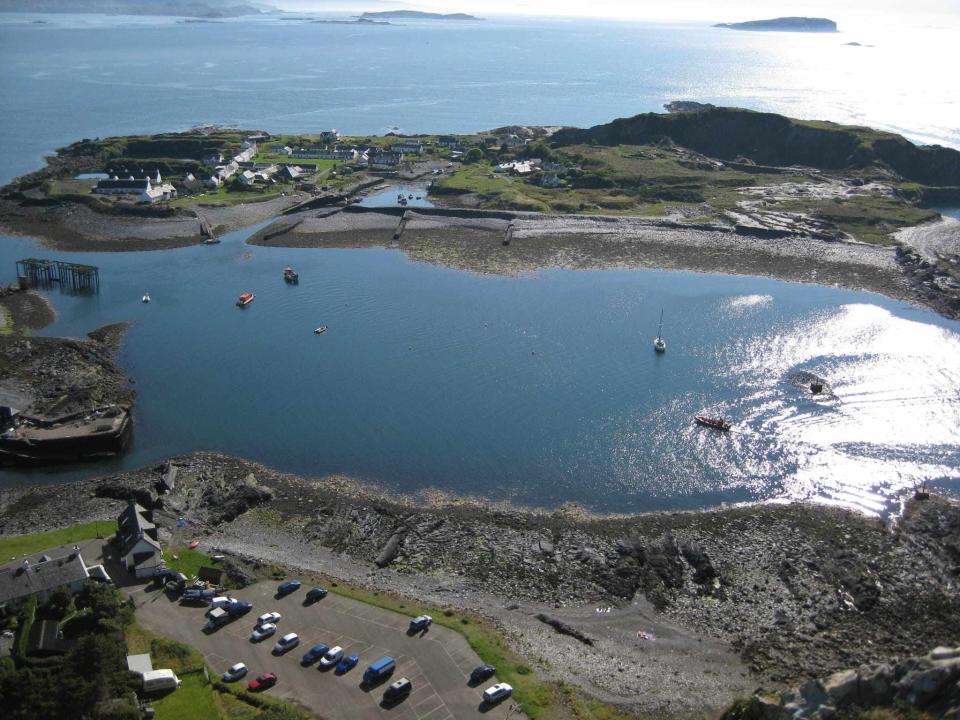 An above view of an island.