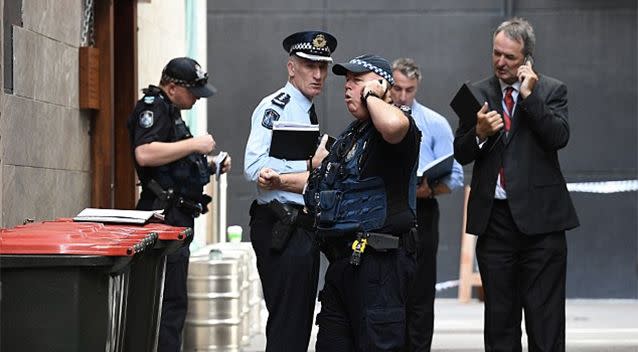 Police attended the scene in Brisbane's CBD after the shot was fired around 2pm. Photo: AAP