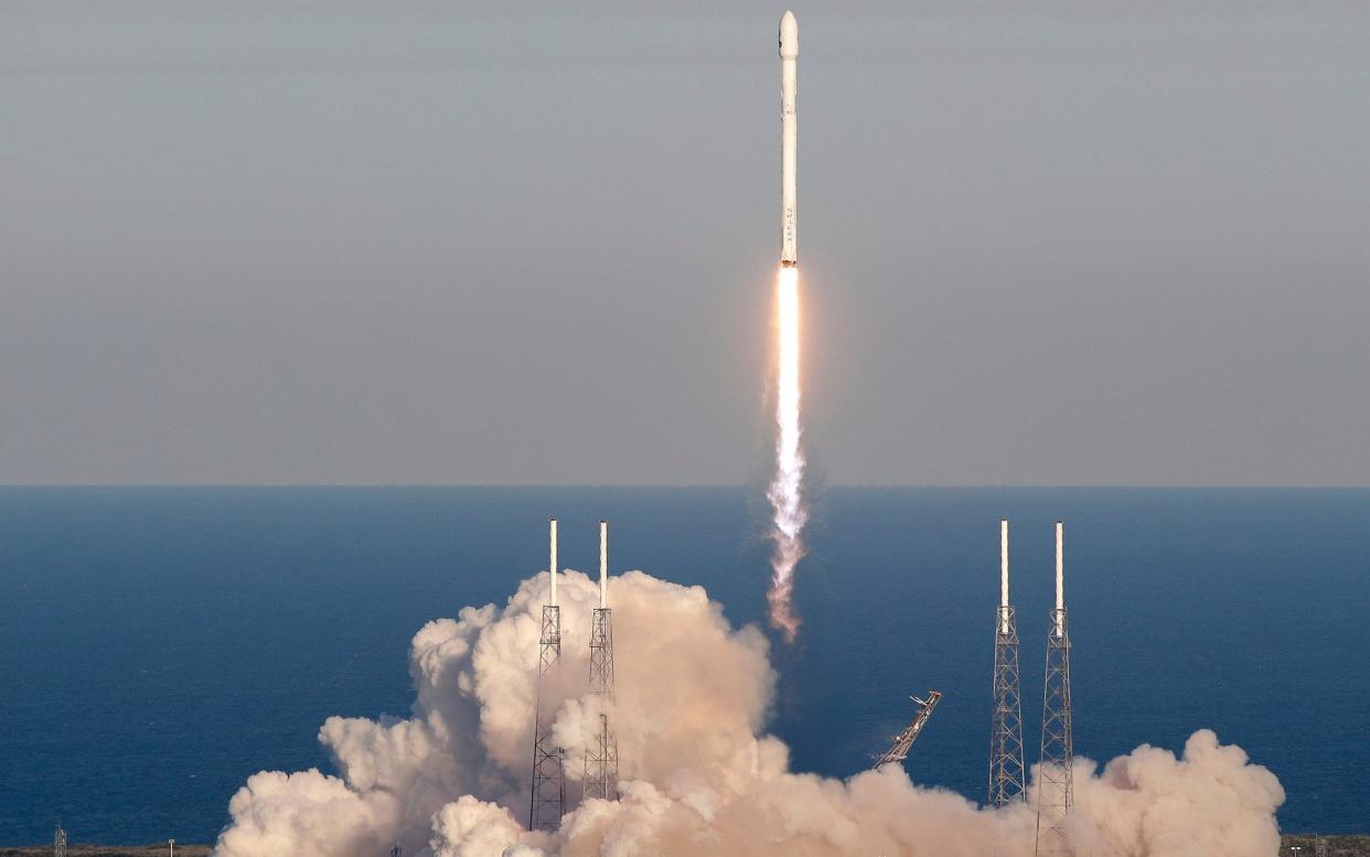 A SpaceX Falcon 9 rocket transporting the Tess satellite lifts off from launch complex 40 at the Cape Canaveral Air Force Station in Florida  - AP