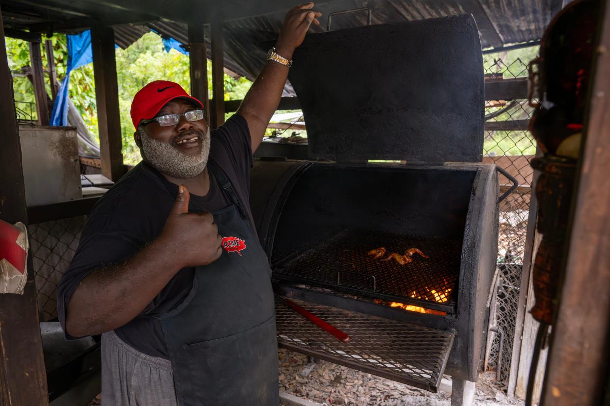 Pastor Scotty Clark cooks up some BBQ at New Hope Tasty BBQ in Sorrento.