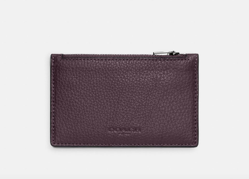 Coach Outlet Zip Card Case in Gunmetal/Dark Grape (Photo via Coach Outlet)