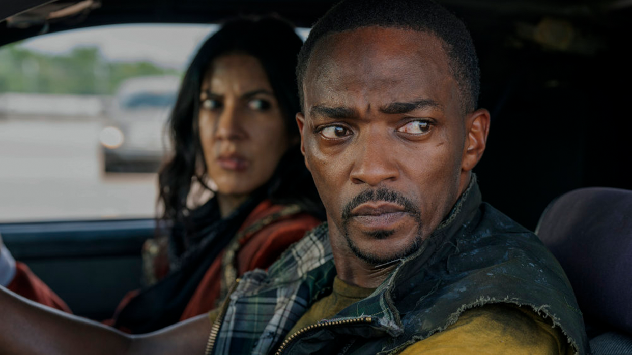 Anthony Mackie and Stephanie Beatriz in the Peacock action series, Twisted Metal. (Photo: Skip Bolen/Peacock)