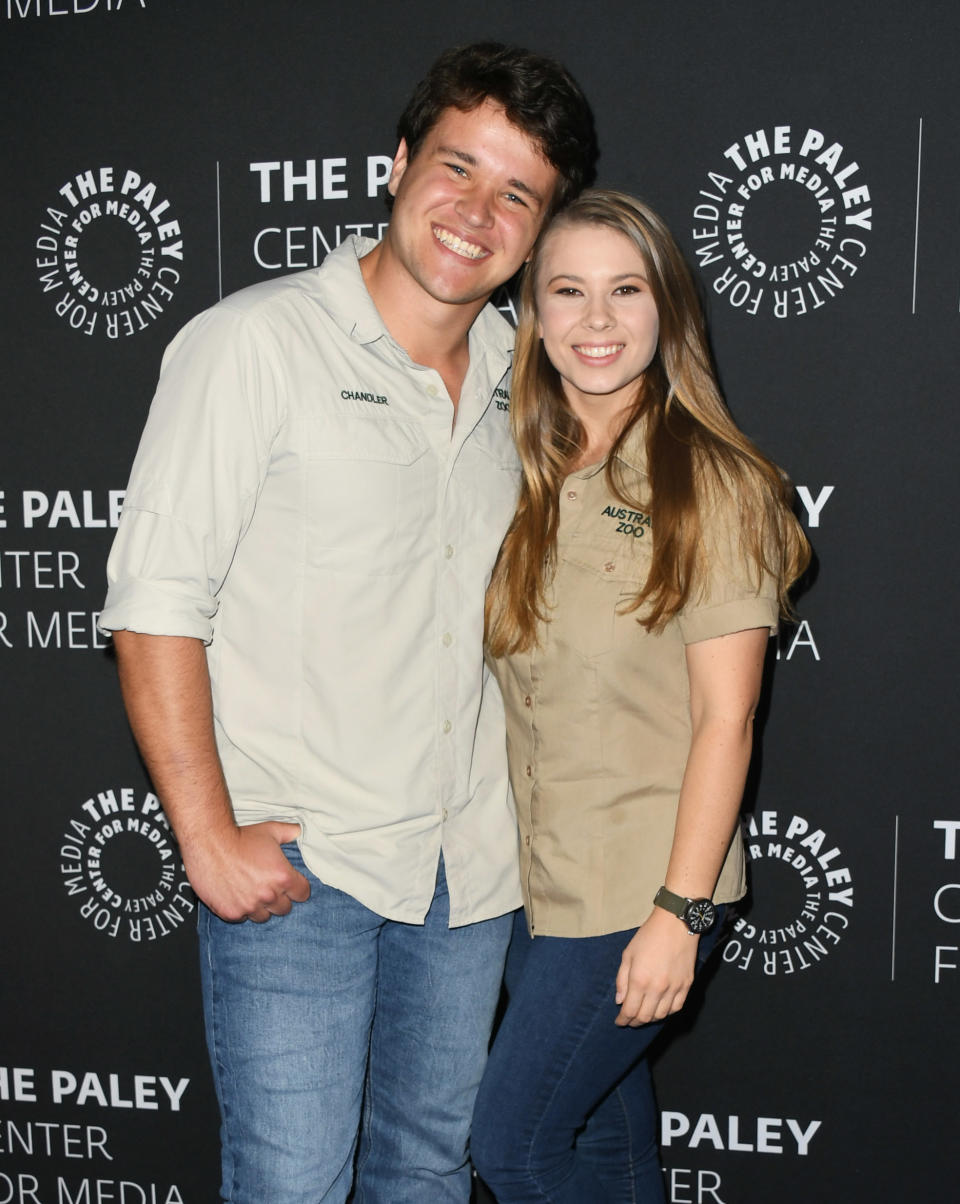 BEVERLY HILLS, CALIFORNIA - MAY 03:  Chandler Powell and Bindi Irwin attend The Paley Center For Media Presents: An Evening With The Irwins: "Crikey! It's The Irwins" Screening And Conversation at The Paley Center for Media on May 03, 2019 in Beverly Hills, California. (Photo by Jon Kopaloff/Getty Images)