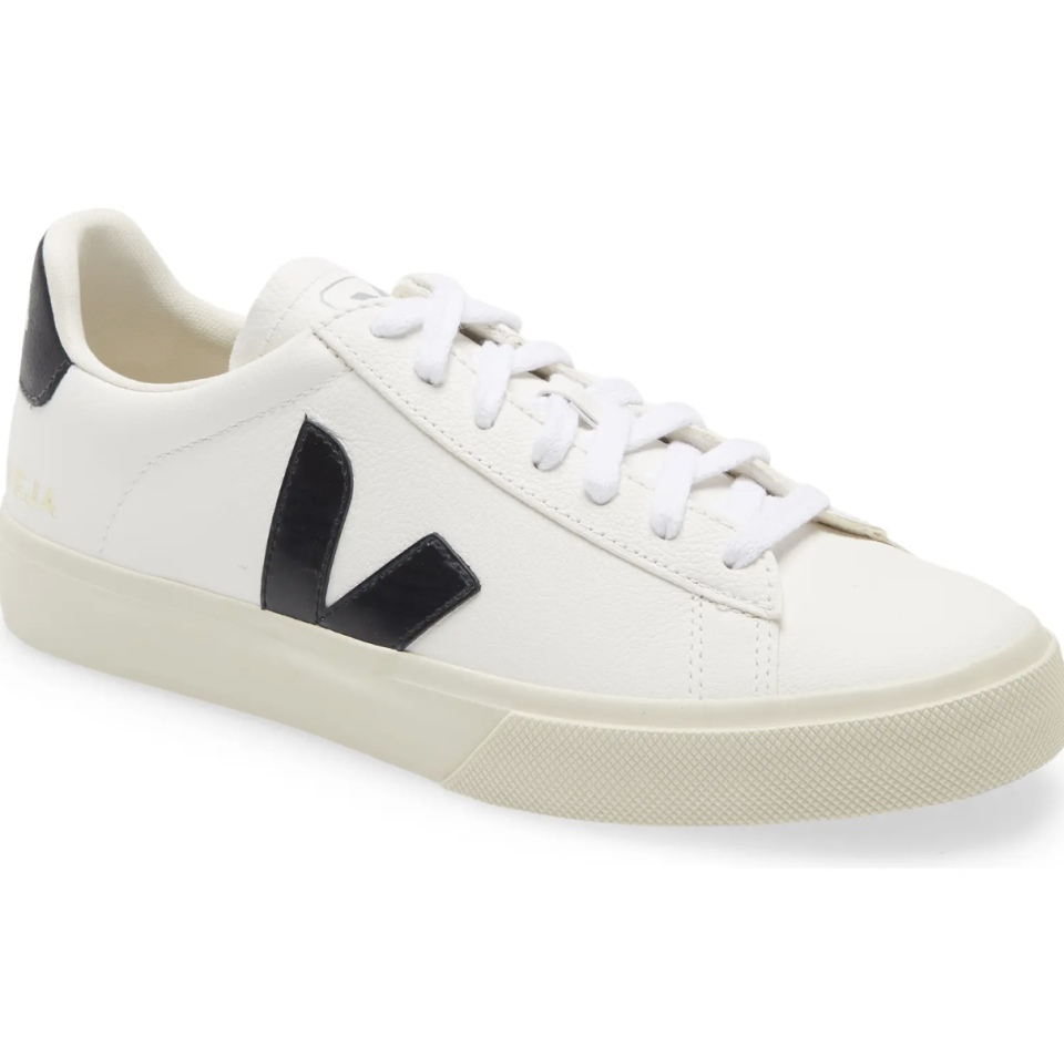 Veja Campo Sneaker in white with black v (Photo via Nordstrom)