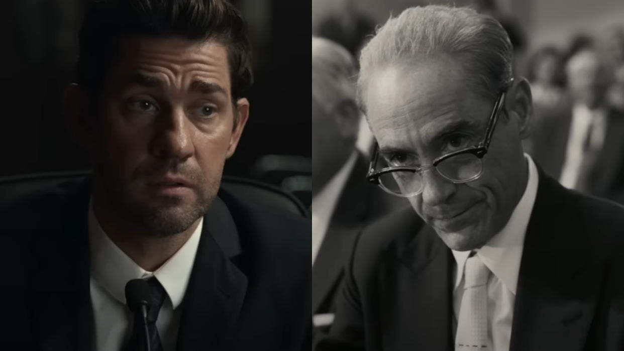  John Krasinski in Tom Clancy's Jack Ryan and Robert Downey Jr. in Oppenheimer, pictured side-by-side 