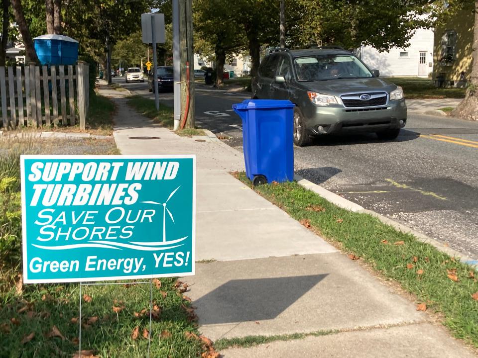 A pro-wind sign outside a home in Cape May.