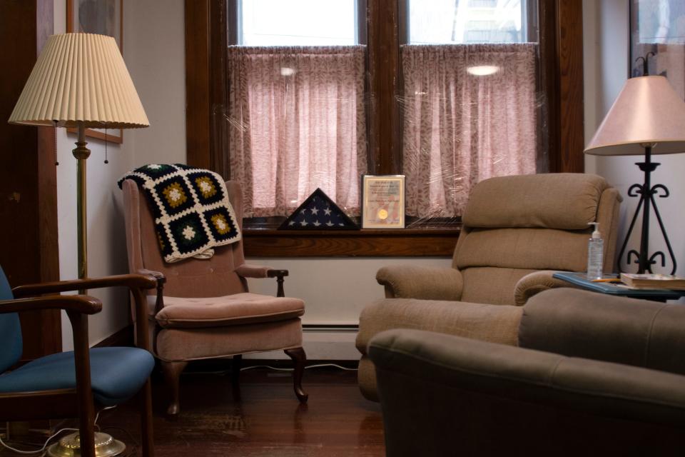 The entrance of the Code Blue Shelter located in Quakertown Masonic Lodge in Quakertown as seen on Monday, Nov. 22. The shelter is decorated intentionally to give the warm and welcoming feeling of home to its guests.