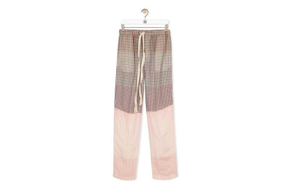 Loewe check pants in tie-dye cotton