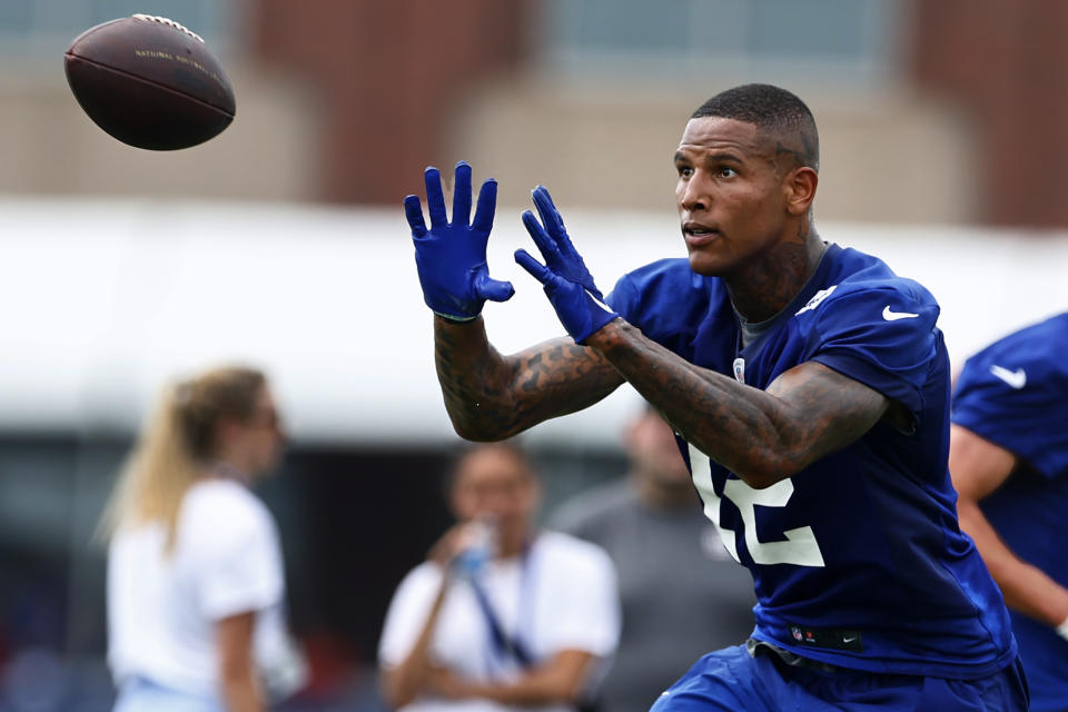 The Giants' wide receiver room isn't flush with big names, but it doesn't need to be with Darren Waller now at tight end. (Photo by Rich Schultz/Getty Images)