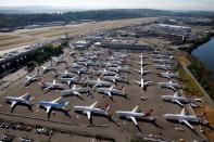 FILE PHOTO: Grounded Boeing 737 MAX aircraft are seen parked at Boeing Field in Seattle