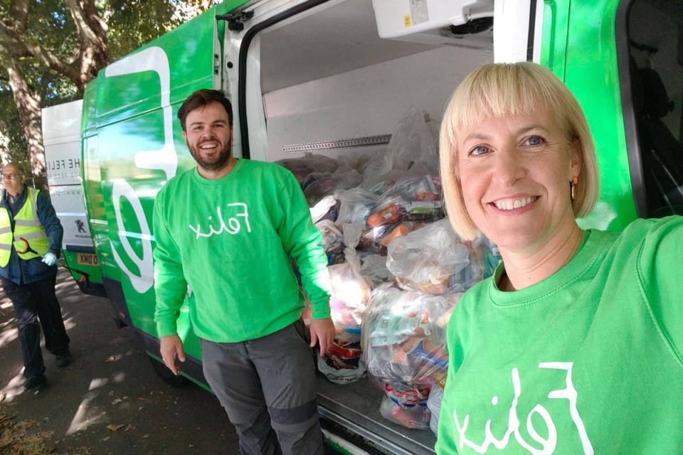 Volunteers from The Felix Project and the Scout Association have been collecting confiscated food from people queuing to see The Queen lying in state (The Felix Project/PA)