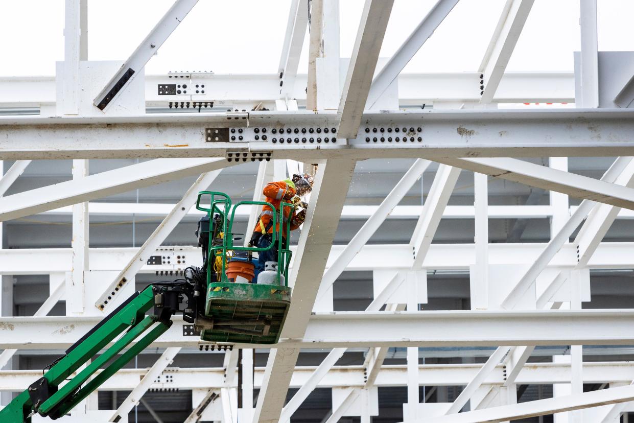 Construction is underway on March 10, 2023, at Ford and SK On's BlueOval City in Tennessee. Production is expected to start in 2025.