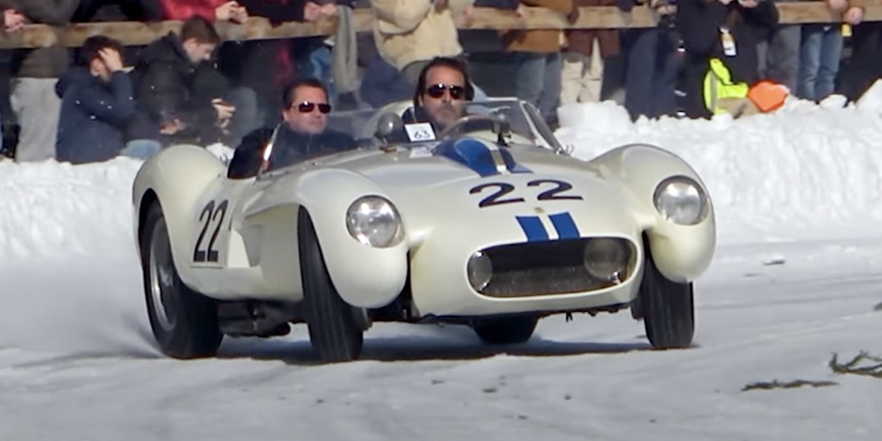 ferrari 250 tr drifitng on ice