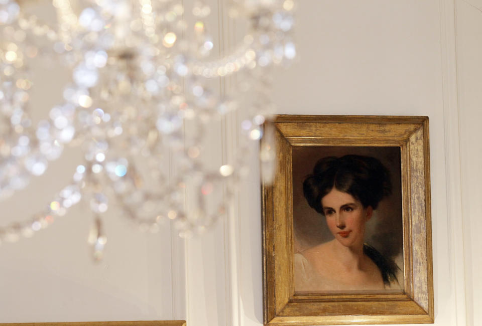 In this March 13, 2012 photo, a portrait of Maria Gratz displays in the Rosenbach Museum & Library in Philadelphia. The portrait of Gratz by Thomas Sully joins nine others of the Gratz family at the museum. (AP Photo/Alex Brandon)