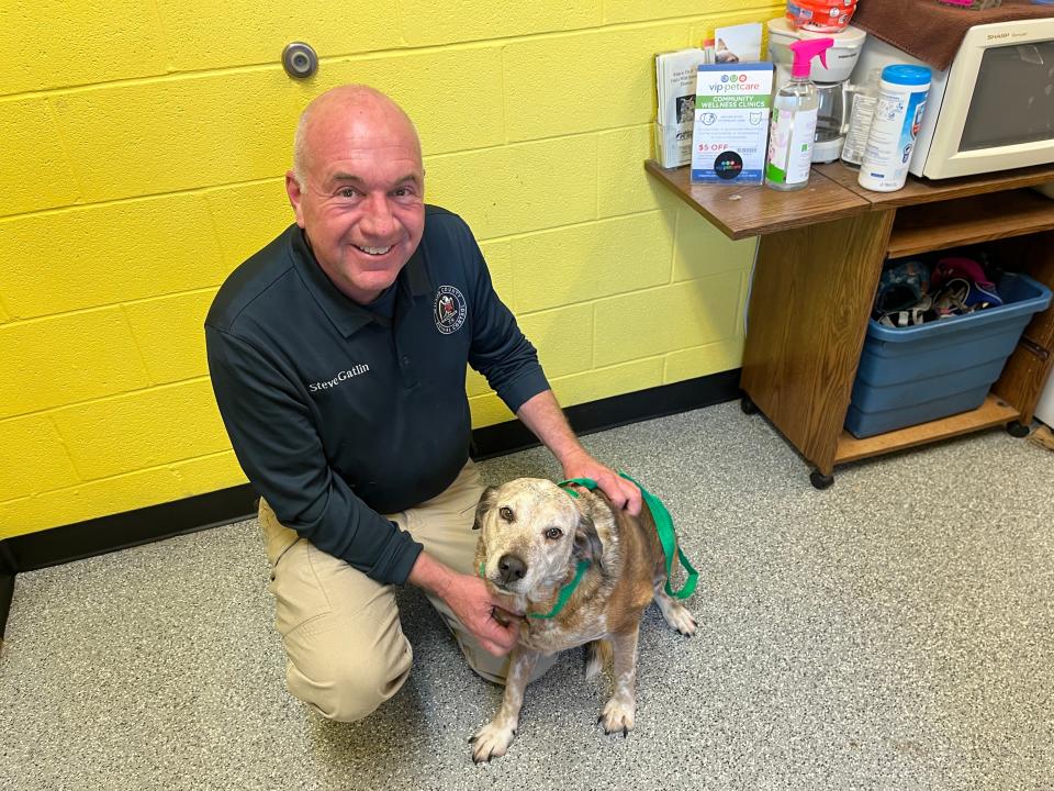 New Wilson County Animal Control Director Steve Gatlin with a dog to be adopted out.