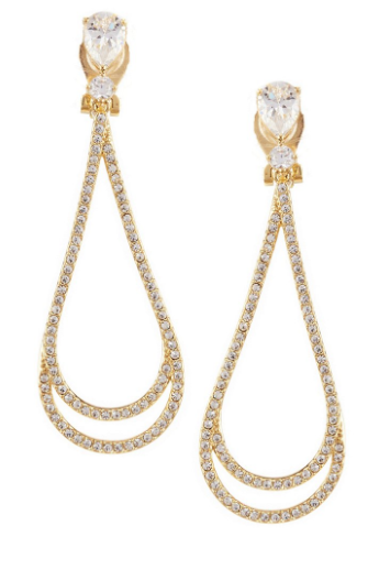 Cubic Zirconia Teardrop Clip-On Earrings