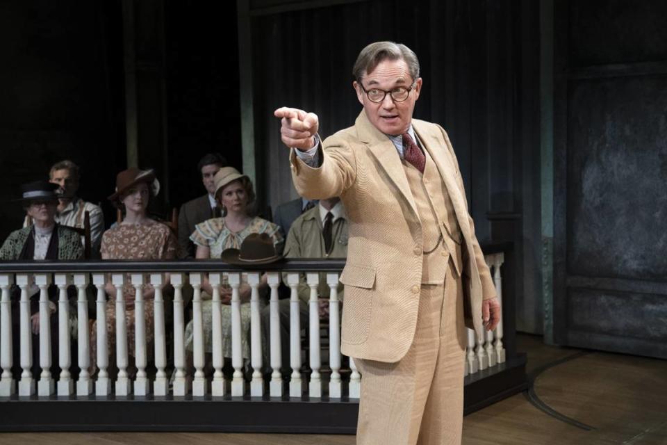 Veteran actor Richard Thomas as Atticus Finch makes his point in court in “To Kill a Mockingbird.”