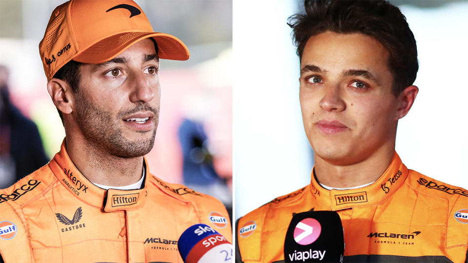 Daniel Ricciardo and Lando Norris, pictured here at F1 testing in Barcelona.