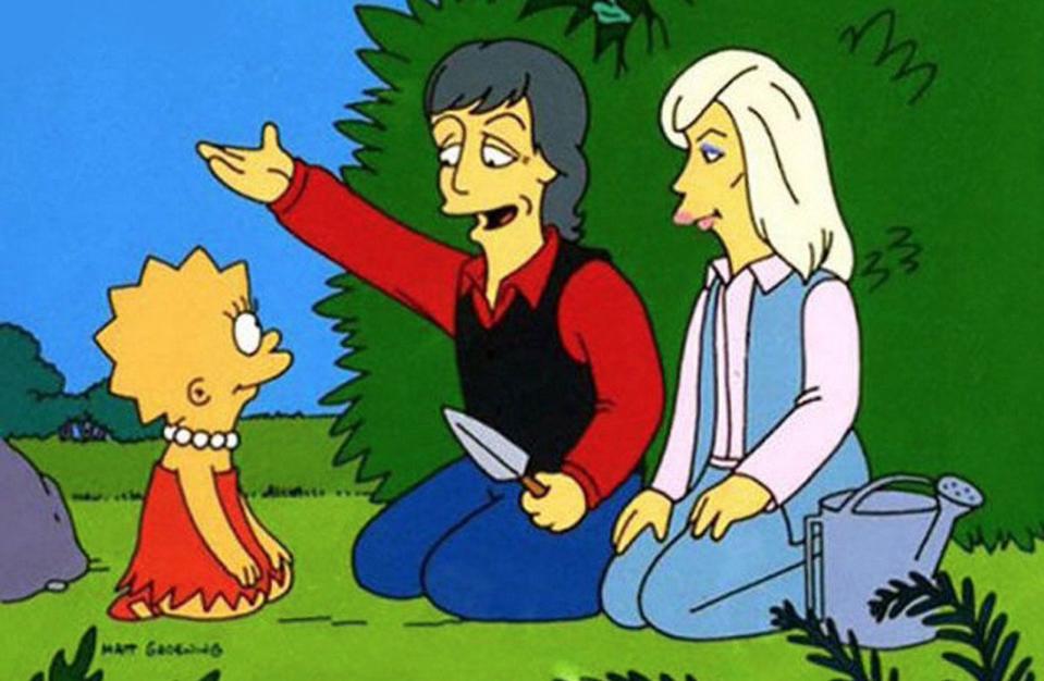 Nach Ringo Starr spielten auch sein ehemaliger Beatles-Kollege Paul McCartney und dessen Ehefrau Linda sich selbst: In der Simpsons-Folge "Lisa als Vegetarierin" trat das Ehepaar quasi in eigener Sache auf und bestärkte Homers Tochter darin, einen vegetarischen Lebensstil anzunehmen. (Bild: Fox)