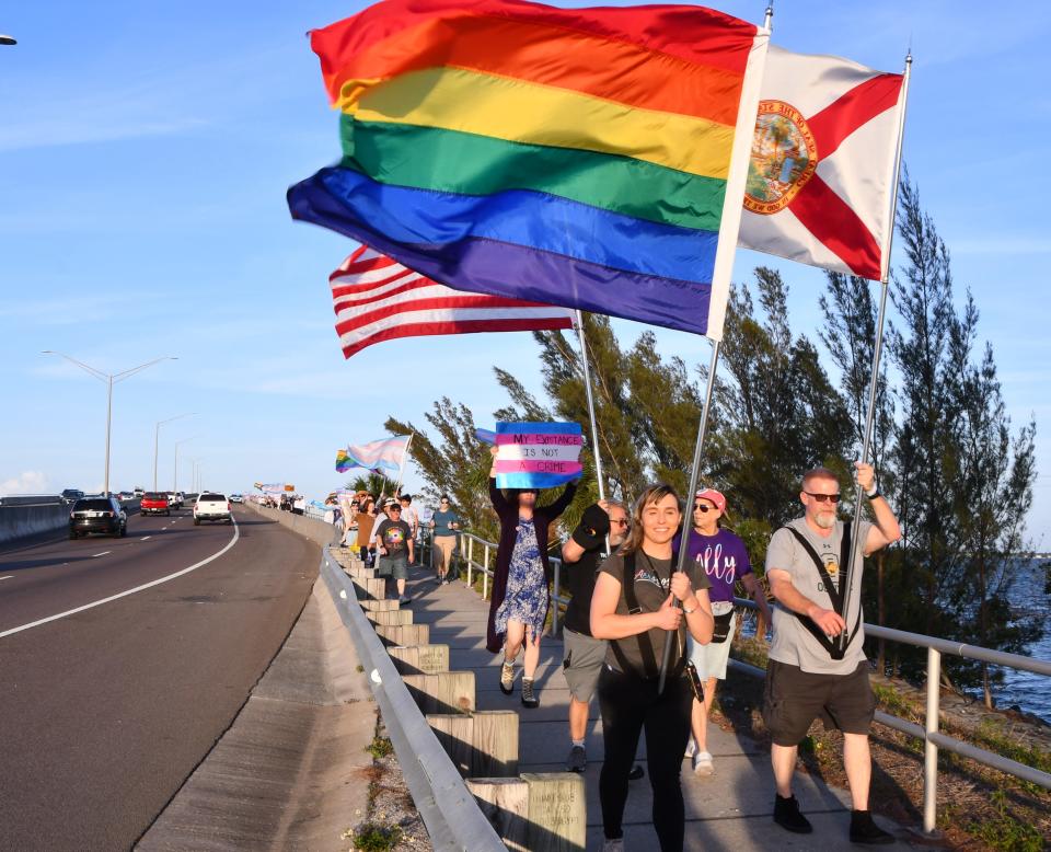 About 250 gathered at Eau Gallie Square on March 31, 2023, to celebrate International Transgender Day of Visibility. The event was organized by SPEKTRUM, a nonprofit LGBTQ health care provider founded in 2019 Orlando and, until February 2024, with another office in Melbourne.