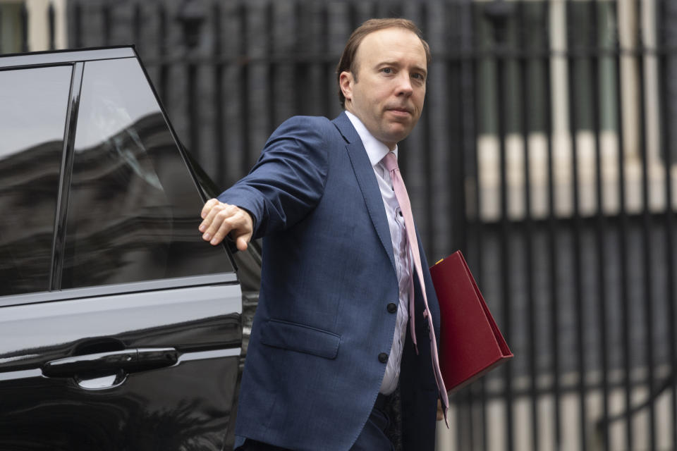 LONDON, UNITED KINGDOM - JUNE 10: British Health Secretary Matt Hancock arrives at Downing Street in London, United Kingdom on June 10, 2020. (Photo by Ray Tang/Anadolu Agency via Getty Images)