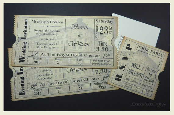 Vintage style ticket invite.