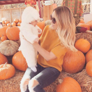 <p>“This little lamb had his first trip to the pumpkin patch today,” the reality star turned lifestyle blogger captioned this photo featuring her son, Liam. (Photo: Lauren Conrad via Instagram) </p>