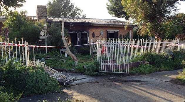 The scene of the fatal house fire. Photo: Tim Morris, 7News.