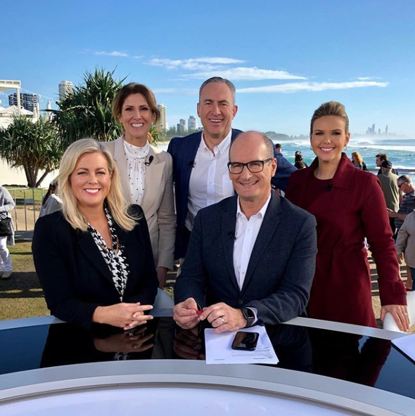 The weekday Sunrise team: Samantha Armytage, Natalie Barr, Mark Beretta, David 'Kochie' Koch and Edwina Bartholomew. Photo: Instagram/sunriseon7