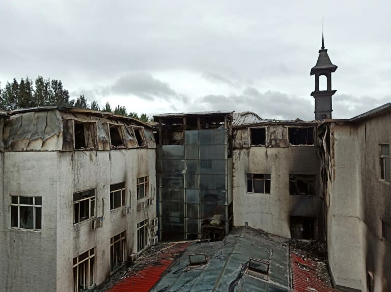 The blaze broke out during the night at the hotel in Harbin