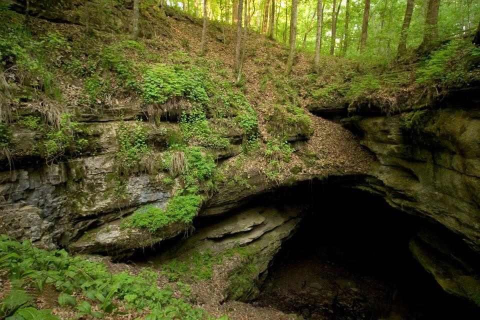 The historic entrance to Mammoth Cave in Mammoth Cave National Park, Kentucky.