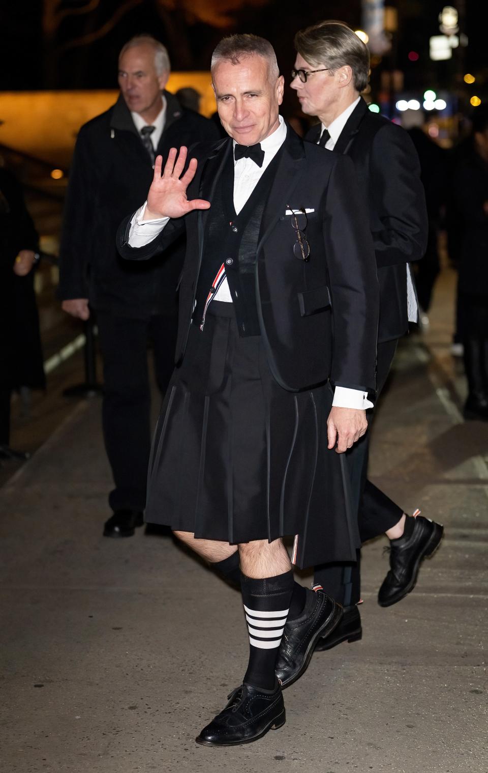 NEW YORK, NEW YORK - NOVEMBER 06: Fashion designer Thom Browne is seen arriving to the 2023 CFDA Fashion Awards at American Museum of Natural History on November 06, 2023 in New York City. (Photo by Gilbert Carrasquillo/GC Images)