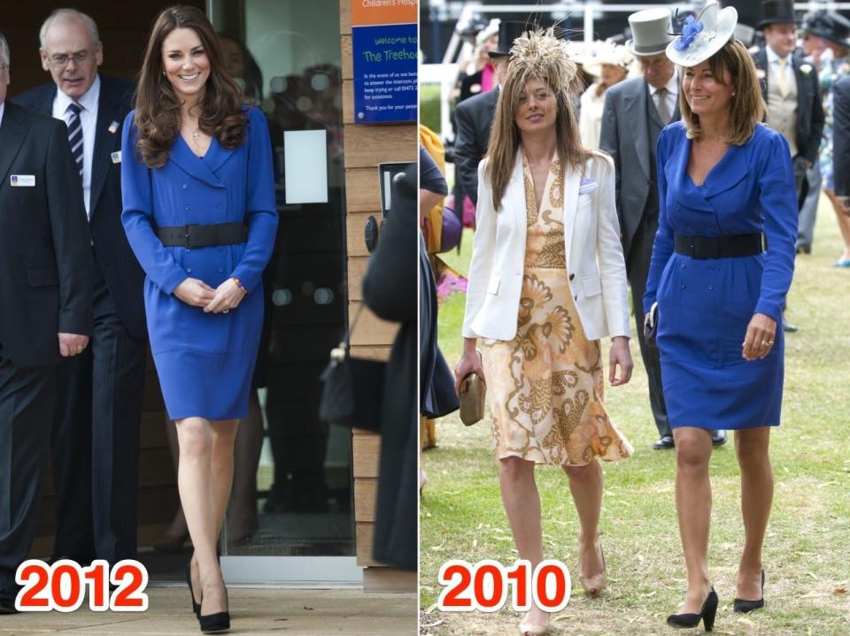 Carole and Kate also wore the same cobalt blue dress two years apart.