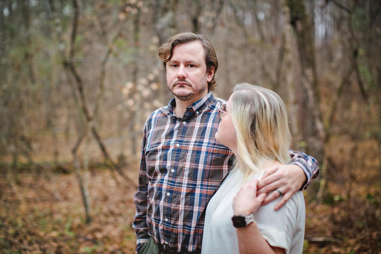 Joseph Moran and his wife, Kasey. (Ashleigh Coleman for NBC News)