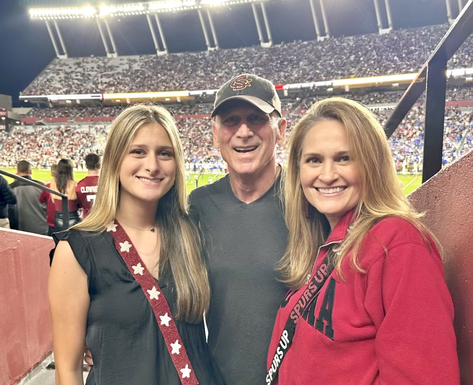 Mike Hold (Center) with his wife, Nicole (Right) and his daughter, Hudsen (Left) at Williams-Brice Stadium last Saturday for the Gamecocks win over Kentucky.