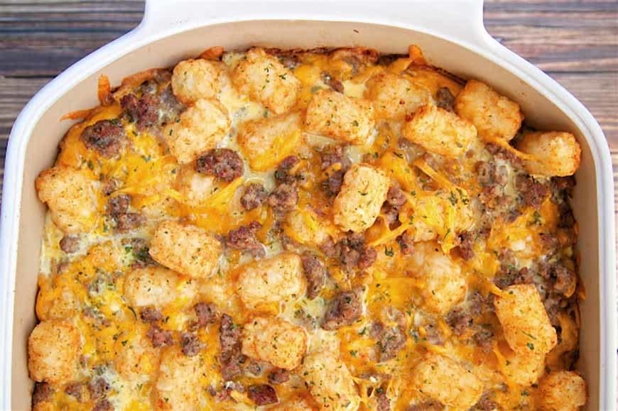 Tater Tot Sausage Breakfast Casserole from Plain Chicken