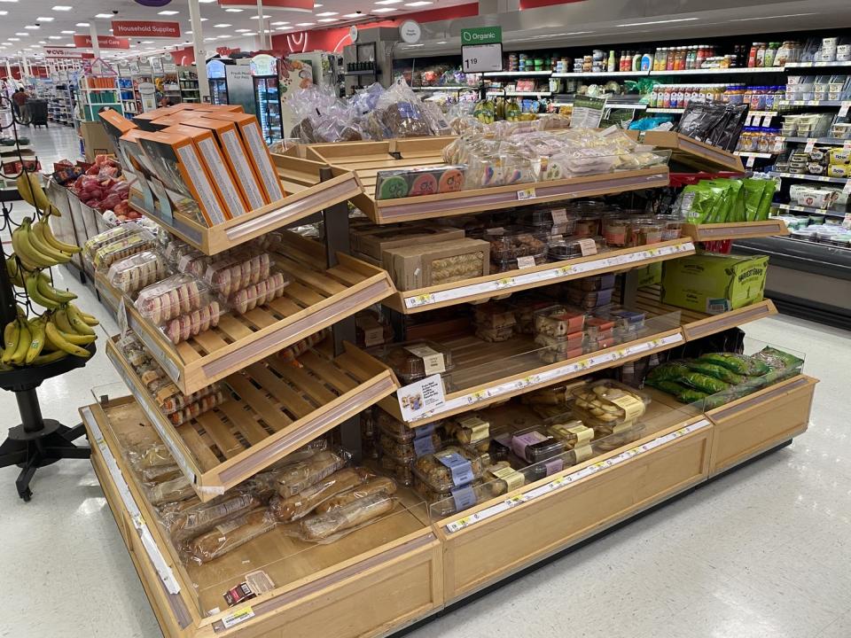 baked goods, cheeses, drinks, and other specialty items at a target