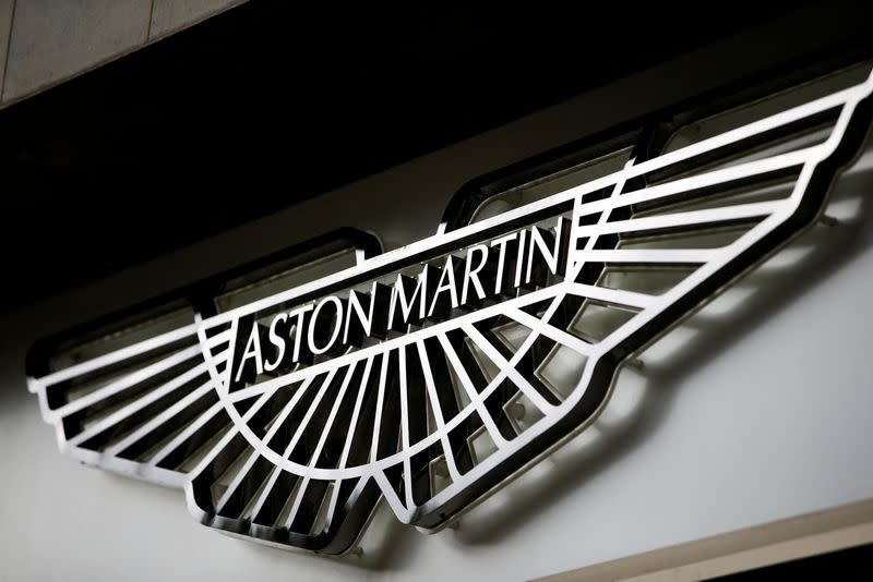 FILE PHOTO: An Aston Martin logo is seen on the outside of a dealership in central London