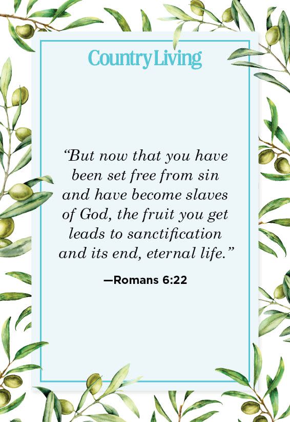 <p>“But now that you have been set free from sin and have become slaves of God, the fruit you get leads to sanctification and its end, eternal life.”</p>